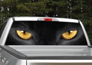 Black Cat Panther Eyes Rear Window Decal Graphic Truck SUV Van - Picture 1 of 1