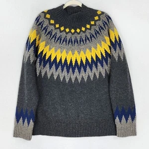 Obermeyer Sweater Womens Extra Large Gray Ivy Mock Neck Wool Fair Isle Pullover - Picture 1 of 11