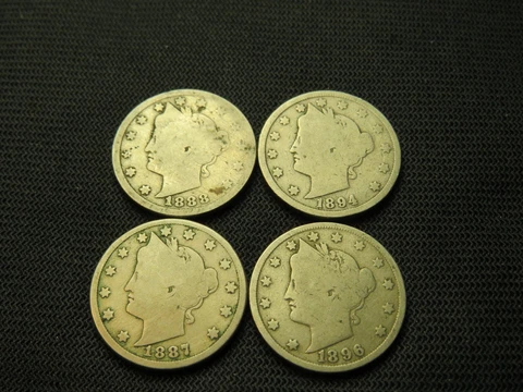 1887 Good 1888AG/Good 1894 Good  rev scratch 1896 Good  Condition US type coins Cover