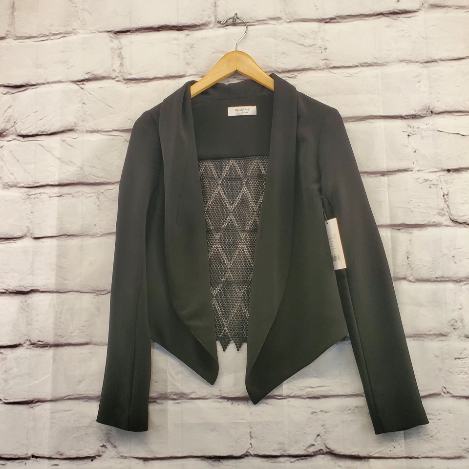 Chaqueta Bailey 44 para mujer XS Blazer recortado espalda a ganchillo negra nueva con etiquetas Foto 1 de 4
