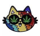 Crazy Rainbow Cat Eye Weed Pin Pride Smoke Weed Pot Dab Pin Pinback 420 NEW