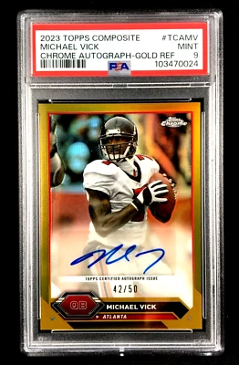 Pop 4 PSA 9 Michael Vick 2023 Topps Composite Chrome GOLD /50 Auto - Image 1 of 2