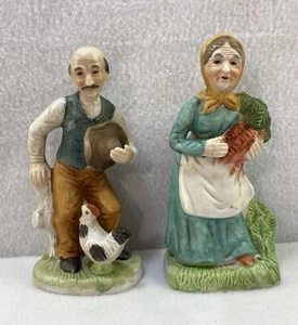 Vintage HOMCO Figurines Old Man & Woman Farmers Porcelain Japan 6" - Picture 1 of 12
