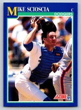 1991  Score #520 Mike Scioscia Los Angeles Dodgers Baseball
