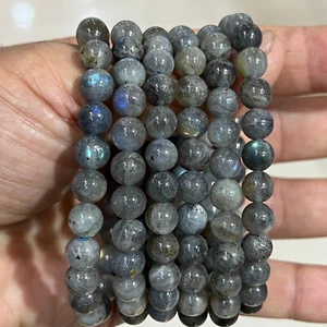 Wholesale Lot 6 Pcs Natural Labradorite 8mm 7.5" Crystal Stretch Bracelet - Imagen 1 de 12