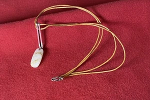 Emporio Armani Necklace Rutilated Honey Quartz Pendant Leather Cord - Picture 1 of 2