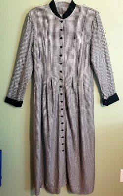 Vestido maxi JESSICA HOWARD TAMANHO 10 preto e branco Houndstooth algodão escovado acabamento em veludo  - Imagem 1 de 4