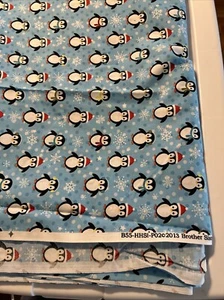 Cotton Quilt Fabric Christmas Penguin Brother Sister Design Studio 3 Yards - Picture 1 of 4