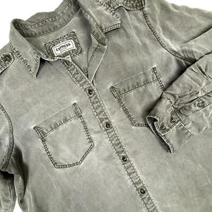 Camisa Express Chambray Gris Abotonada Ajustable Manga Larga Mujer’s Pequeña Usada en Excelente Condición - Imagen 1 de 10