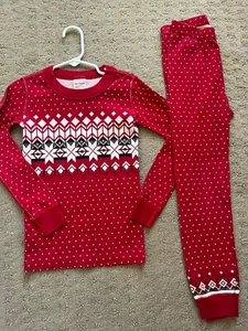 Hanna Andersson Red Heritage Fairisle Christmas Print Long John Pajamas Size 12 - Picture 1 of 2