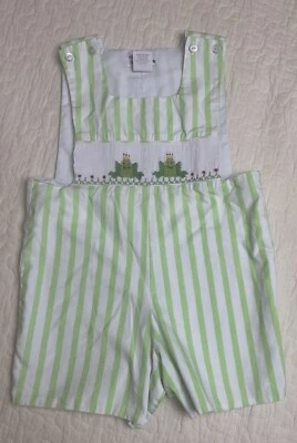 Mameluco Silly Goose talla 24 meses calado Jon Jon rayas verdes con ranas Foto 1 de 4