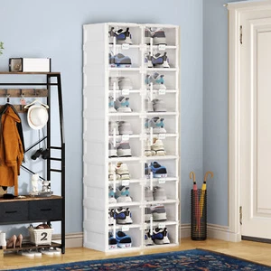 Organizador de zapatos plegables TAUS caja de zapatos apilable gabinete puertas transparentes blanco - Imagen 1 de 5