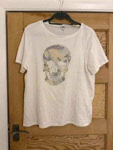 River island embellished jeweled skull white t shirt, size 16, worn once - Picture 1 of 5