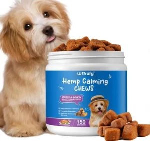 DOG FOOD HEMP CALMING CHEWS for DOGS ANXIETY RELIEF TREATS - 150 Chicken Treats - Picture 1 of 18