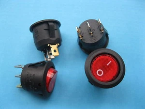 50 piezas Interruptor Rocker Circular ENCENDIDO/APAGADO 3 pines 6A Tapa Roja con Luz LED 19,8 mm - Imagen 1 de 3