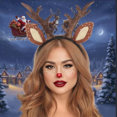 Diadema de cuerno oreja de reno cervatillo disfraz juego de rol accesorio de vacaciones Foto 1 de 4