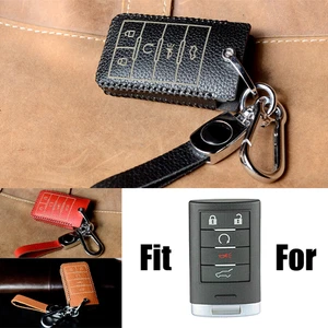 Housse étui clé de voiture en cuir véritable pour Cadillac Escalade SRX XLR XTS EXT CTS STS - Photo 1/10