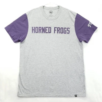 Camisa 47 Brand TCU Horned Frogs Para Hombre Grande Gris Púrpura Manga Corta Cuello Redondo Foto 1 de 4