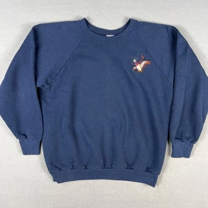 Vintage Fruit of the Loom Raglan Sweatshirt Fits M Duck Embroidery Navy Blue 90s USA - Bild 1 von 11