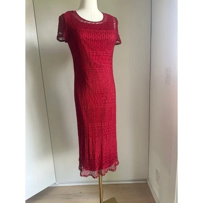 Vestido para mujer Y2K rojo crochet talla pequeña midi calce fiesta ambiente Foto 1 de 4