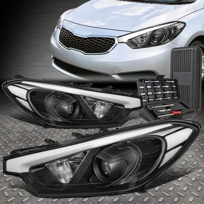 FOR 14-16 FORTE 5 KOUP BLACK HOUSING CLEAR CORNER PROJECTOR HEADLIGHT+TOOL SET - Image 1 of 4