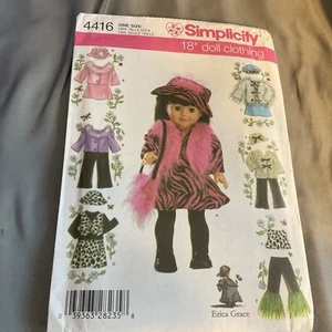 "Patrón de ropa para muñeca Simplicity 18"" sin cortar #4416" - Imagen 1 de 2