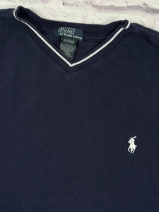 Polo Ralph Lauren T Shirt Boys XL (18-20) Blue Short Sleeve V-Neck 100% Cotton - Picture 1 of 9