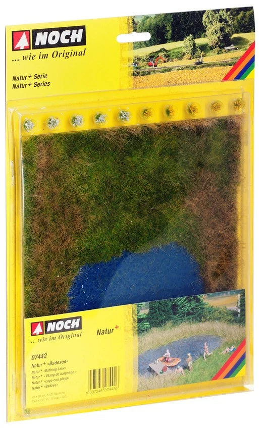 NOCH,Pond pond 22x20cm with 5 yellow and 5 white tufts of grass without figur... - Image 1 of 1