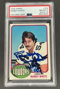 1976 Topps #158 Randy White PSA 8 Auto 10 RC Rookie Signed Autograph Cowboys - Bild 1 von 2