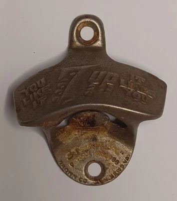 Vintage 7up Stationary Bottle Opener Starr x Wall Mount USA - Image 1 of 4