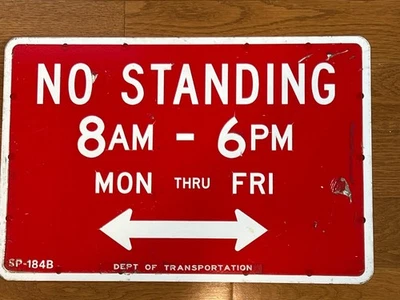 Letrero de calle retirado de metal vintage de dos caras "NO EN PIE" coleccionable 18”x12” Foto 1 de 2