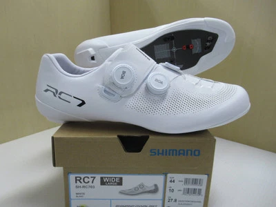 Shimano RC7 Carbon Road Competition Shoes SH-RC703 Wide White 44 (US 10) SPD-SL - Image 1 of 4