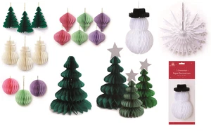 Christmas Decorations Retro Hanging Honeycomb Crepe Paper Garlands Tree Baubles - Picture 1 of 24