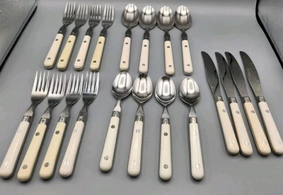 Cubiertos vintage WF Mardi Gras mango blanco 20 piezas acero inoxidable Corea Foto 1 de 4