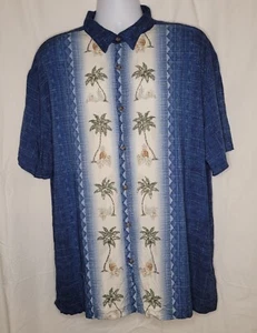 Island Shores Men's Hawaiian Shirt Sz XXL Blue Palm Trees/Pineapple Button Down - Picture 1 of 5
