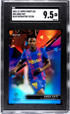 2021-22 Topps Finest UCL Ansu Fati Blue Refractor 75/150 SGC 9.5 #83 - Image 1 of 2