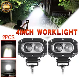 Pair 4inch LED Work Light Bar Cube Pods Spot Truck Offroad Driving Fog Light 4WD - Foto 1 di 20