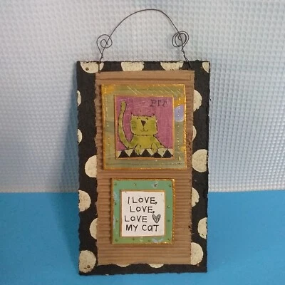 I Love, Love, Love My Cat Colorful Scrapbook Style Sign Art by V. Originals - Image 1 of 2