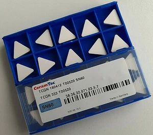 ¡VENTA! Placas de corte reversibles 10 x CeramTec TCGN 160412 T00520 SN60 - Imagen 1 de 1