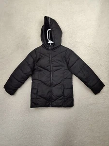 Swiss Tech Girls Jacket Small Black 100%Polyester Zip Up Hooded Puffer Outerwear - Picture 1 of 15