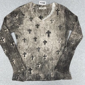 Cato Embellished  Studs cross Shirt  Women's  M all over print  Gothic  Grunge - Picture 1 of 17