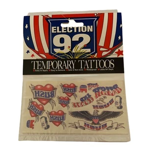 36 Vintage 1992 Presidential Election Temporary Tattoos George Bush '92 Unused - Picture 1 of 5