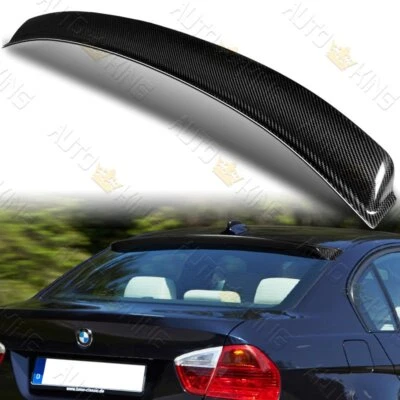 FIT 05-11 BMW 325i 328i 335i E90 4DR CARBON FIBER REAR WINDOW ROOF VISOR SPOILER - Image 1 of 4