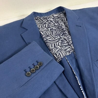 Holland & Sherry Savile Row 100% Pure Linen Blazer Blue Sport Coat Jacket 52R - Image 1 of 4