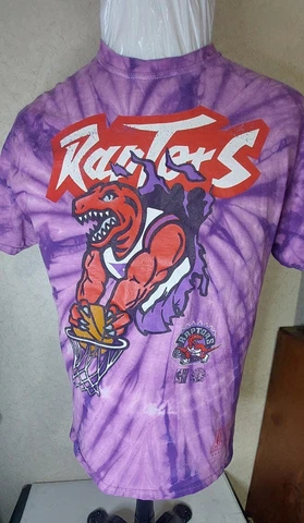 Vintage Toronto Raptors T-Shirt Men's Lg NBA Mitchell&Ness Tie Dye Basketball Cover