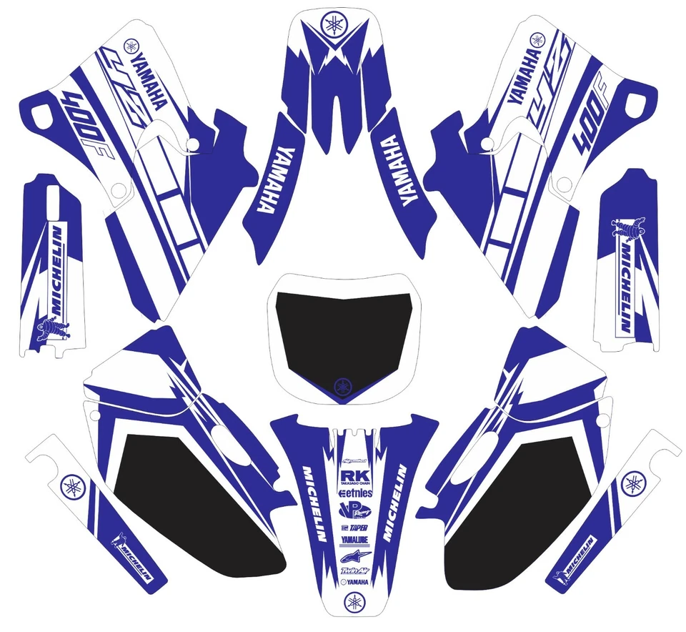Calcomanías blancas azules con gráficos para Yamaha YZ400f YZ 400f 1998 1999 2000 2001 2002  Foto 1 de 1