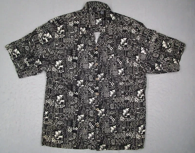 Vintage Ocean Pacific Shirt Mens Large Black Button Up Tiki Camp Hawaiian Y2K - Image 1 of 4