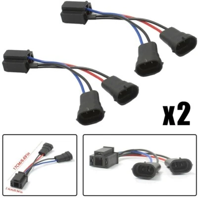 2X H9 H11 Male To H4 3-Prong Female Dual Beam Headlight Splitter Harness Adapter - Image 1 of 4