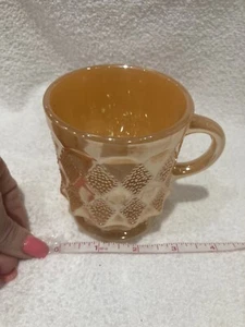Anchor Hocking Fire King KIMBERLY DIAMOND PEACH LUSTRE Vintage Coffee Cup Mug! - Picture 1 of 12