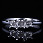 Bague cadeau ronde 4-4,75 mm diamant naturel SI/H trois pierres ronde or blanc 14 carats